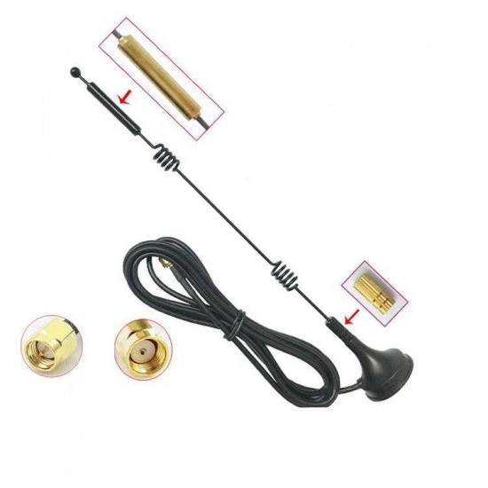 2.4GHz/5GHz/5.8GHz WiFi Dual Frequency 12dBi High Gain 1.5m Mini Sucker FPV Car Antenna