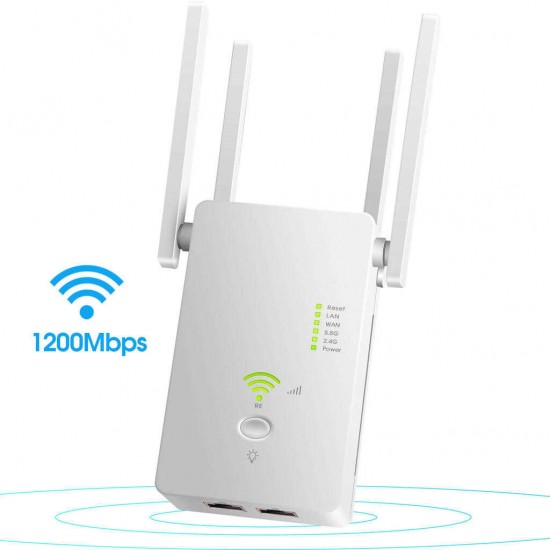 AC1200Mbps 5.8GHZ & 2.4GHZ Dual Band Four Antenna Hot Wifi Repeater Wireless Router Range Extender Signal Booster