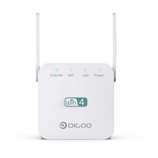 DG-R611 300Mbps 2.4GHz WiFi Range Extender EU/US/UK Wall Plug Repeater Wireless Signal Booster Dual Antenna with Ethernet Port