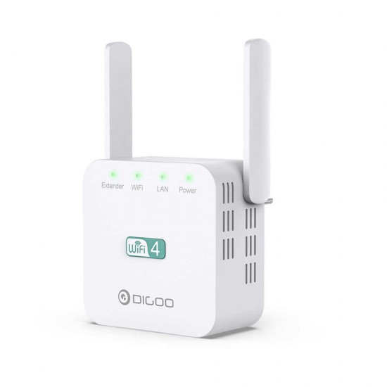 DG-R611 300Mbps 2.4GHz WiFi Range Extender EU/US/UK Wall Plug Repeater Wireless Signal Booster Dual Antenna with Ethernet Port