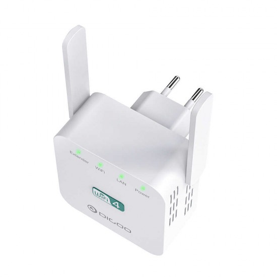 DG-R611 300Mbps 2.4GHz WiFi Range Extender EU/US/UK Wall Plug Repeater Wireless Signal Booster Dual Antenna with Ethernet Port