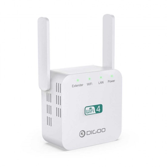 DG-R611 300Mbps 2.4GHz WiFi Range Extender EU/US/UK Wall Plug Repeater Wireless Signal Booster Dual Antenna with Ethernet Port