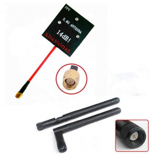 H501S H107D+H502S Enhanced FPV Distance 5.8Ghz 14dBi Panel Antenna 2.4GHz 3dBi Antenna