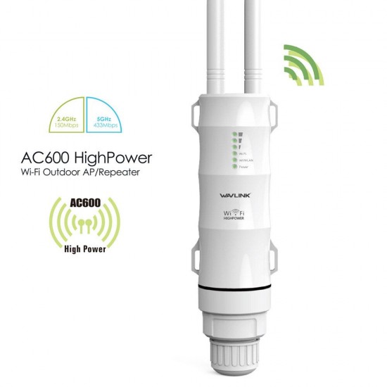 AC600 Wireless Waterproof 3-1 Repeater High Power Outdoor WIFI Router/Access Point/CPE/WISP Wireless wifi Repeater Dual Dand 2.4/5Ghz 12dBi Antenna POE