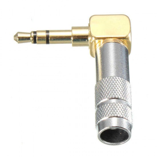 3.5mm Stereo 3 Pole Male Plug 90-Degree Audio Connector Solder Jack