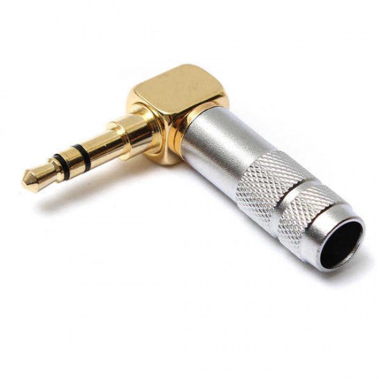 3.5mm Stereo 3 Pole Male Plug 90-Degree Audio Connector Solder Jack