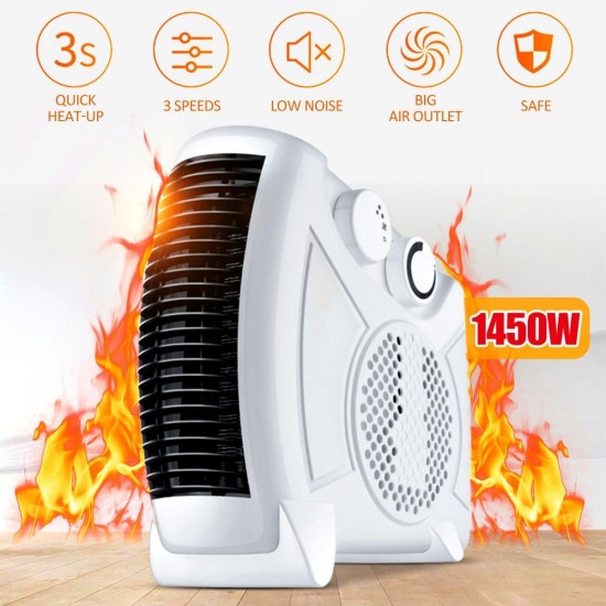 1450W Portable Electric Fan Silent Heater Thermostat Overheat Protect 3