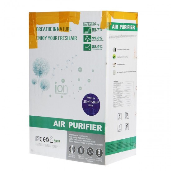 Air Purifier Negative Ions Air Cleaner Remove Formaldehyde PM2.5 W/ HEPA Filter