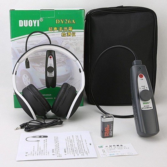 DY26A Ultrasonic Leak Detector Tool Gas Water Leak Pressure Vacuum Probes Ultrasonic Transmitter Flaw Detector Stethoscope