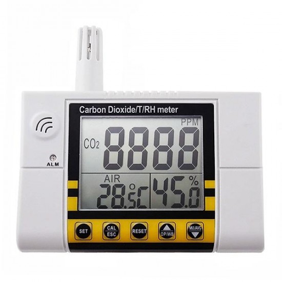 Digital Wall Mount Indoor Air Quality Temperature RH Carbon Dioxide CO2 Tester Sensor Detector 0~2000 ppm Range