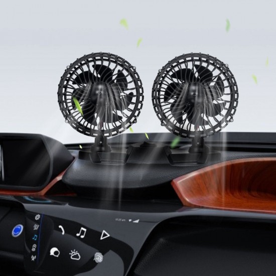 Electric USB Car Fan Double-headed Car Fan 360° Rotating & 3 Gear Cooling Fan