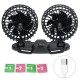 Electric USB Car Fan Double-headed Car Fan 360° Rotating & 3 Gear Cooling Fan