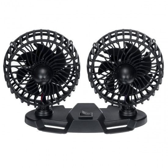 Electric USB Car Fan Double-headed Car Fan 360° Rotating & 3 Gear Cooling Fan