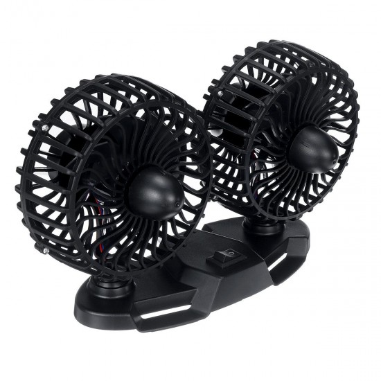 Electric USB Car Fan Double-headed Car Fan 360° Rotating & 3 Gear Cooling Fan