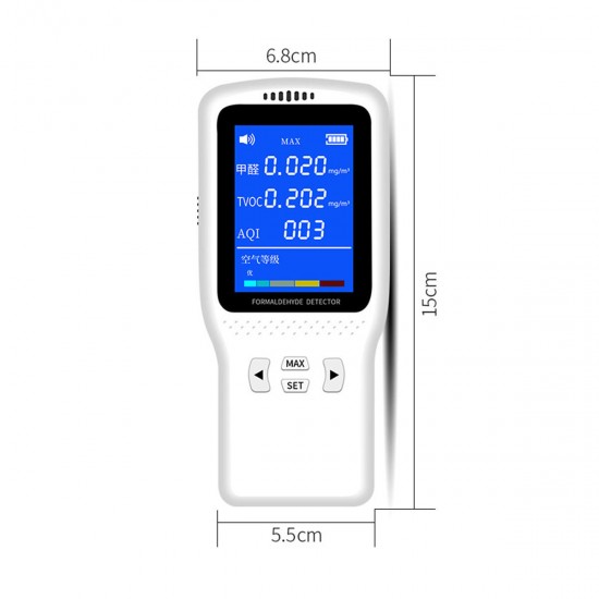Household Air Quality Detector Tester HCHO TVOC Tester LED Screen 3D Convection Monitor