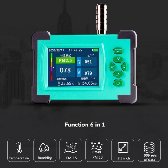 PM2.5 Detector 999 Groups Data Storage Filter Efficiency Tester Dust Particle Counter Air Quality Monitor
