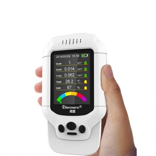 PM2.5/HCHO/TVOC Temperature Humidity Monitor AQI Air Quality Analysis Tester Gas Detector Measuring Tool Smog Meter PM2.5/HCHO/TVOC Temperature Humidity Monitor AQI Air Quality Analysis Tester Gas Detector Measuring Tool Smog Meter