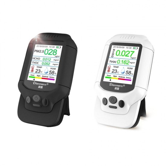 PM2.5/HCHO/TVOC Temperature Humidity Monitor AQI Air Quality Analysis Tester Gas Detector Measuring Tool Smog Meter PM2.5/HCHO/TVOC Temperature Humidity Monitor AQI Air Quality Analysis Tester Gas Detector Measuring Tool Smog Meter