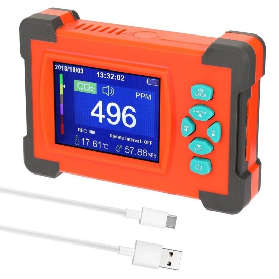 Portable Carbon Dioxide Detector CO2 Meter Air Quality Monitor with Storage Case Indoor Environment Monitoring Portable Carbon Dioxide Detector CO2 Meter Air Quality Monitor with Storage Case Indoor Environment Monitoring