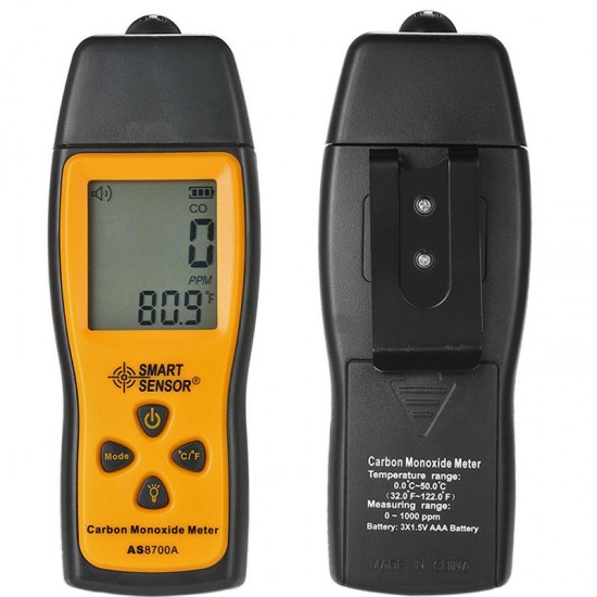 AS8700A Handheld LCD CO Gas Analyzer Carbon Monoxide Tester Gas Detector 0-1000ppm Temperature Tester AS8700A Handheld LCD CO Gas Analyzer Carbon Monoxide Tester Gas Detector 0-1000ppm Temperature Tester
