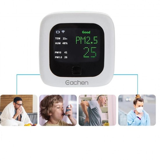 Smart WiFi PM2.5 And Temperature And Humidity Sensor Environmental Detector Air Quality Monitor (Tuya Smart Life APP) Smart WiFi PM2.5 And Temperature And Humidity Sensor Environmental Detector Air Quality Monitor (Tuya Smart Life APP)