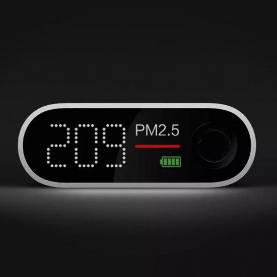 PM2.5 Air Detector Portable Sensitive Air Quality Tester LED Screen Three-color Digital Indicator One-button Operation High Precision Laser Sensor Rechargeable Lithium Battery - White
