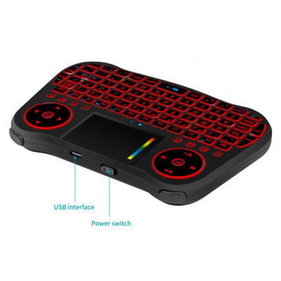 MT08 2.4G Air Mouse 6 Gyro Fly Air Mouse Rainbow Backlight Remote Control Mini Keyboard for Android Smart TV Box