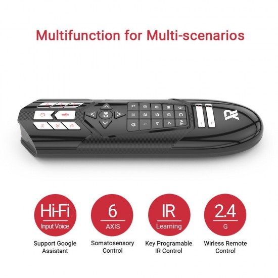 R1 32 Keys Air Mouse Voice Remote Control 2.4 GHz Wireless 6 Axis with IR Learning Hi-Fi Mic