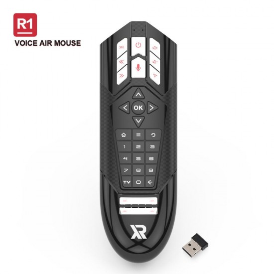 R1 32 Keys Air Mouse Voice Remote Control 2.4 GHz Wireless 6 Axis with IR Learning Hi-Fi Mic