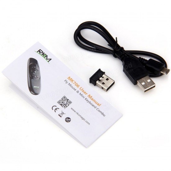 RKM MK706 2.4GHz Combo with LED Indicator 2 in 1 Mini Fly Air Mouse Remote Control Double Sided