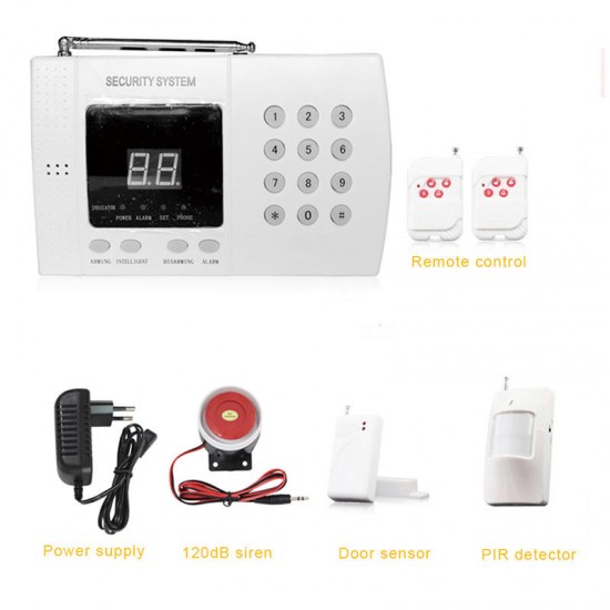 7PCS 433MHz PSTN Host & Parts Wireless Home Burglar Security Alarm