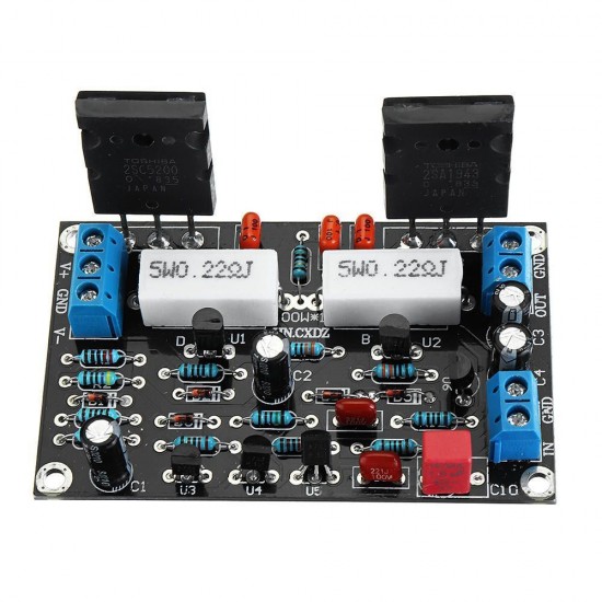 2SC5200+2SA1943 Mono Channel 100W HIFI Audio Amplifier Board After-stage Power AMP Dual DC35V