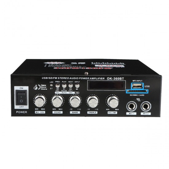 360W+360W bluetooth Stereo Audio Amplifier Mini FM USB SD Home KTV Power Remote 360W+360W bluetooth Stereo Audio Amplifier Mini FM USB SD Home KTV Power Remote