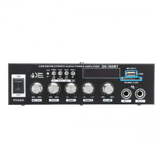 360W+360W bluetooth Stereo Audio Amplifier Mini FM USB SD Home KTV Power Remote