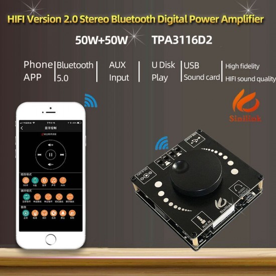 5Pcs XY-AP50H 50W+50W HIFI bluetooth 5.0 Wireless Audio TPA3116D2 Digital Power Amplifier Stereo board 50Wx2 Amp Amplificador USB AUX 3.5MM AP