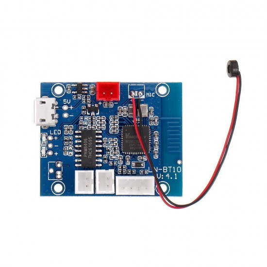 5W+5W PAM8406 Stereo Amplifier Board Pure Bluetooth 4.1 Audio Receiver Module with AEC/ANC Noise Elimination for Hand-free Call