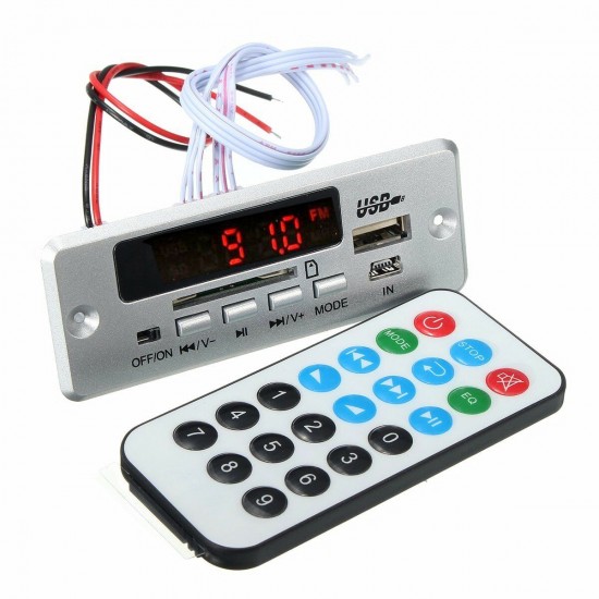 DC 12V/5V MP3 Decode Board LED USB AUX FM bluetooth Radio Amplifier With Remote