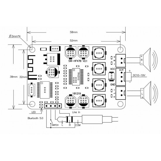 TPA3110 DC 10V-25V 2x15W Dual Channel Wireless bluetooth Audio Power Amplifier Board For 4/6/8/10 Ohm Speaker