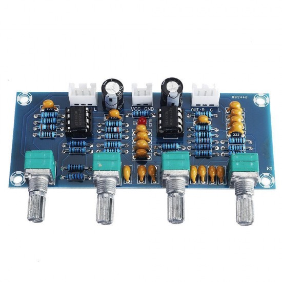 XH-A901 NE5532 Tone Board Preamp Pre-amp with Treble Bass Volume Adjustment Pre-amplifier Tone Controller for Amplifier Board