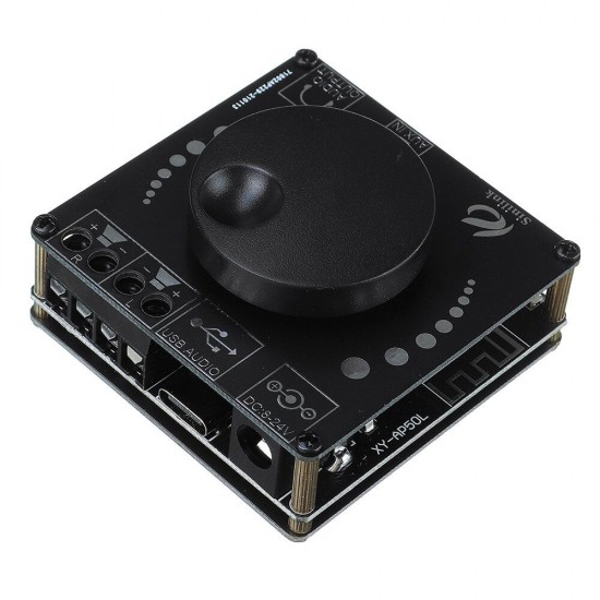 XY-AP50L 50WX2 Mini bluetooth 5.0 Wireless Audio Power Digital Amplifier Board Stereo Amp 3.5MM AUX USB APP
