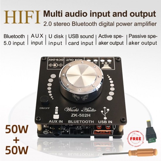 ZK-502H 50Wx2 TPA3116D2 HIFI 2.0 Stereo Bluetooth 5.0 Digital Power Amplifier Module ZK-502H 50Wx2 TPA3116D2 HIFI 2.0 Stereo Bluetooth 5.0 Digital Power Amplifier Module