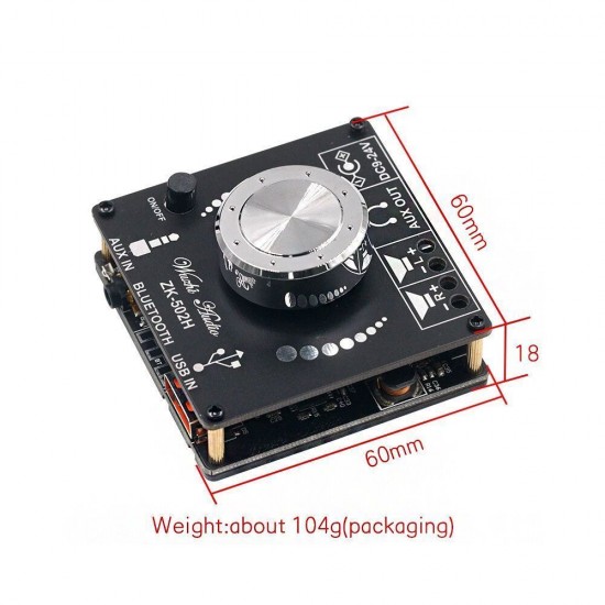 ZK-502H 50Wx2 TPA3116D2 HIFI 2.0 Stereo Bluetooth 5.0 Digital Power Amplifier Module ZK-502H 50Wx2 TPA3116D2 HIFI 2.0 Stereo Bluetooth 5.0 Digital Power Amplifier Module