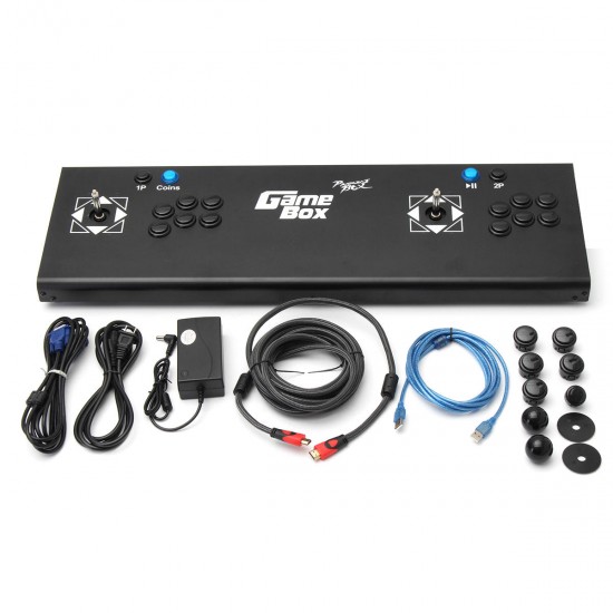 4S 815 in 1 Dual Player Double Joystick Arcade Game Console Blue Black