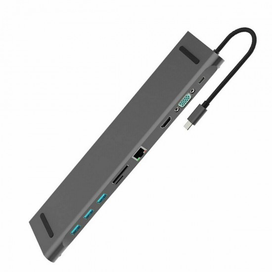 10-in-1 Type C Hub to RJ45 HDMI 3xUSB 3.0 Adapter Dock HUB Converters For Laptop Mobile Phone 10-in-1 Type C Hub to RJ45 HDMI 3xUSB 3.0 Adapter Dock HUB Converters For Laptop Mobile Phone