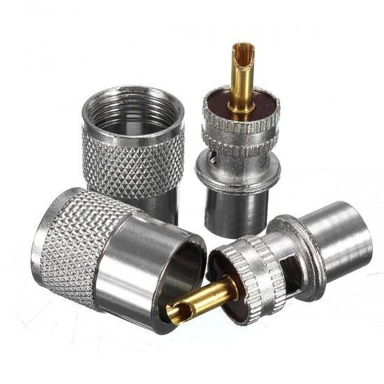 2Pcs Metal UHF PL-259 Male Solder RF Connector Plug For RG8 Coaxial Cable Connector