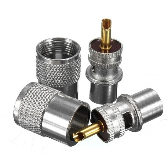 2Pcs Metal UHF PL-259 Male Solder RF Connector Plug For RG8 Coaxial Cable Connector 2Pcs Metal UHF PL-259 Male Solder RF Connector Plug For RG8 Coaxial Cable Connector