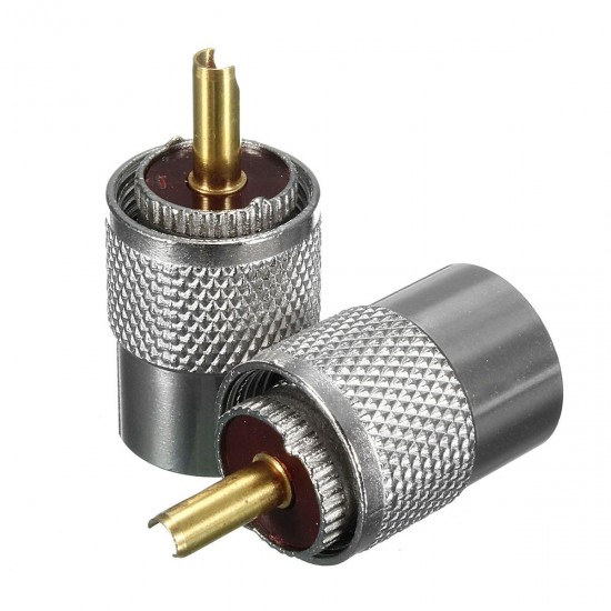 2Pcs Metal UHF PL-259 Male Solder RF Connector Plug For RG8 Coaxial Cable Connector 2Pcs Metal UHF PL-259 Male Solder RF Connector Plug For RG8 Coaxial Cable Connector
