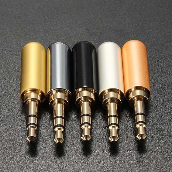 3 Pole Male Headphone Jack Plug Metal Audio +Heat Shrinkable Tube