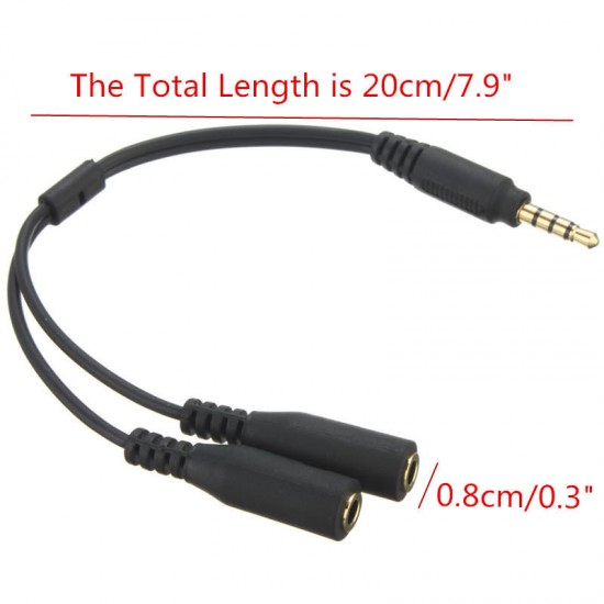 3.5MM 1 Male To 2 Dual Female Earphone Microphone Y Splitter Audio Cable Adapter