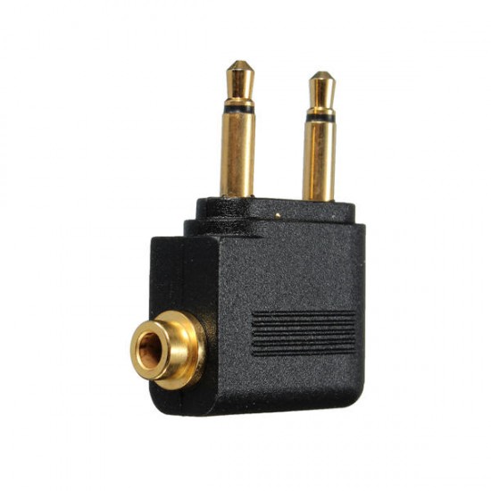 3.5mm Airline Airplane Adapter To Dual Prong Stereo Jack For Jack Aero